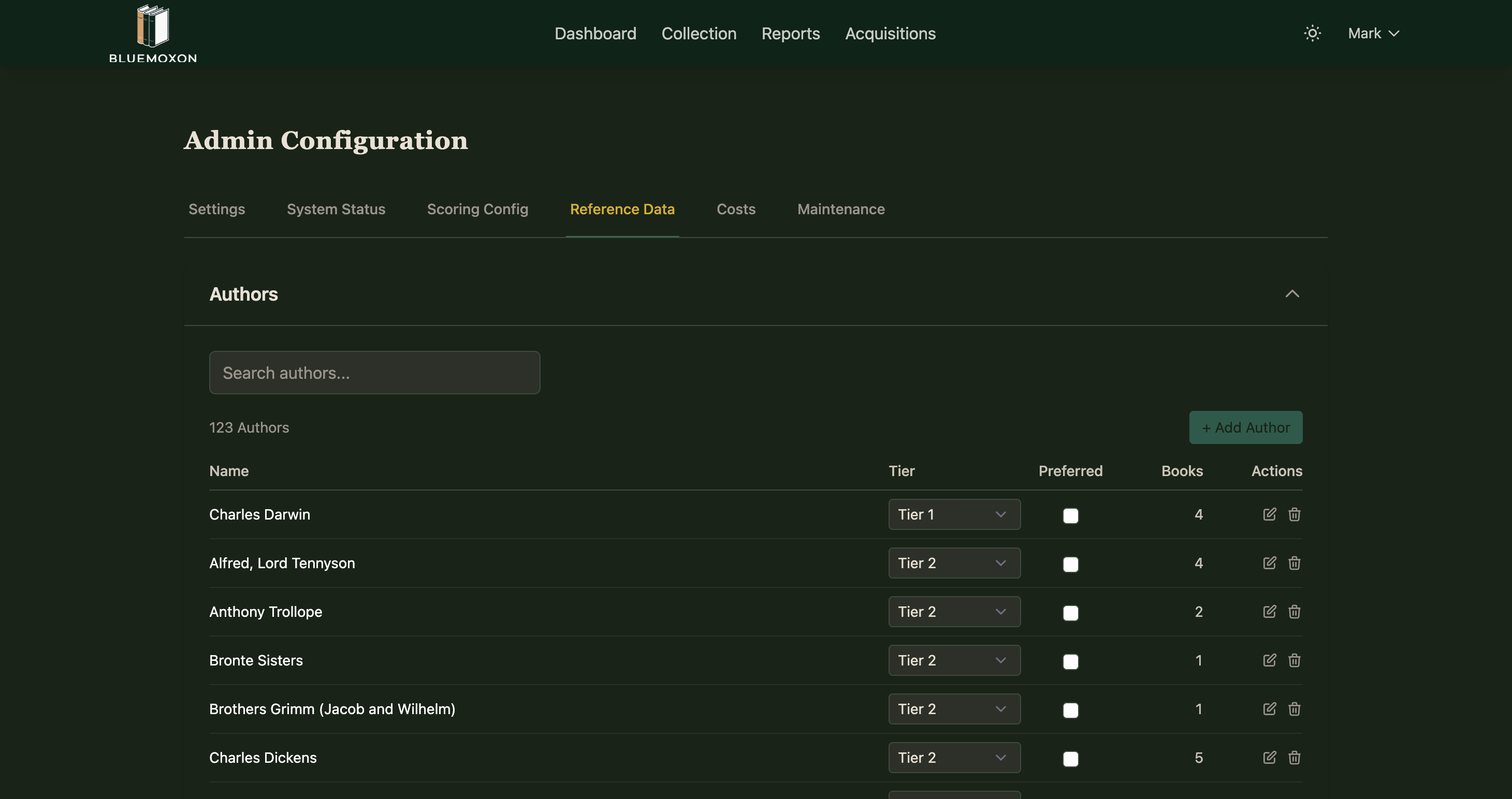 Entity Tiers Configuration